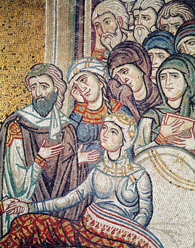 La resurrezione della figlia di Giairo (mosaico) (dettaglio) da Byzantine School